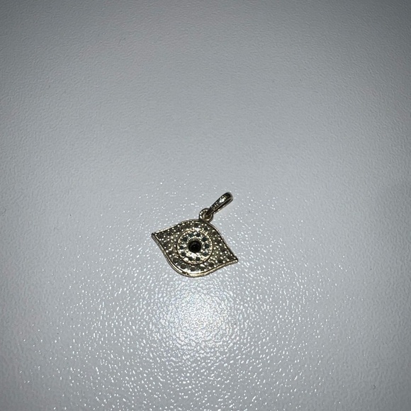 Black, Blue and White Cubic Zirconia Evil Eye Pendant in 10K Solid Gold - Picture 4 of 7